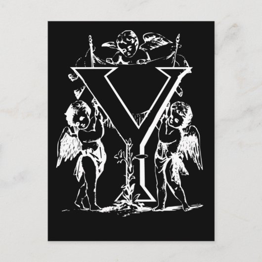 Cartes de monogramme noir et blanc (Devant)