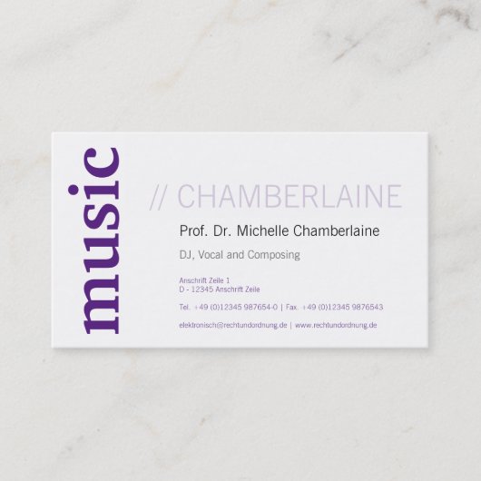 Cartes de musique violettes (Devant)