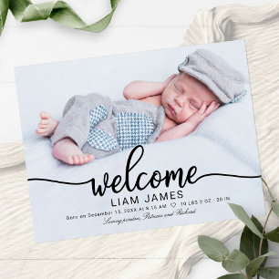 Cartes de naissance avec calligraphie mignonne