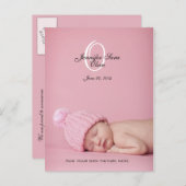 Cartes de naissance de nouveau-née fille (Devant / Derrière)