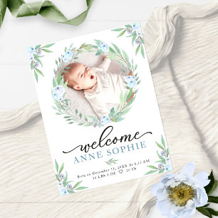 Cartes de naissance florales avec photo de verdure