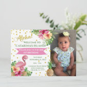 Cartes de Naissance Photo de Flamants Roses Tropic (Debout devant)