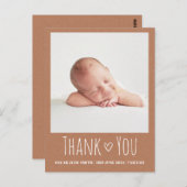 Cartes de naissance rustiques, carte de remercieme (Devant / Derrière)