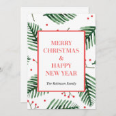 Cartes de Noël à feuillage persistant, Bonne Nouve (Devant / Derrière)