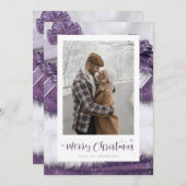 Cartes de Noël à la main violet neigeux (Devant / Derrière)