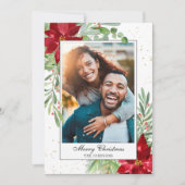 Cartes de Noël à l'aquarelle avec verdure et poins (Devant)