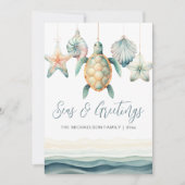 Cartes de Noël à l'aquarelle sur le thème côtier (Devant)