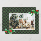 Cartes de Noël à photo Holly de Buffalo Vert (Devant / Derrière)
