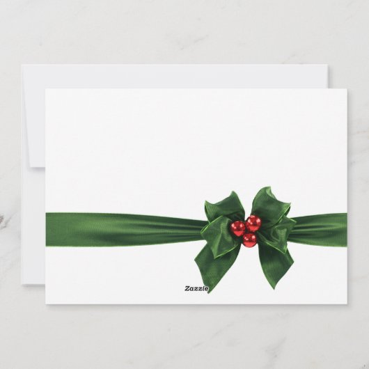 Cartes de Noël à ruban et à froid, vert et rouge (Dos)