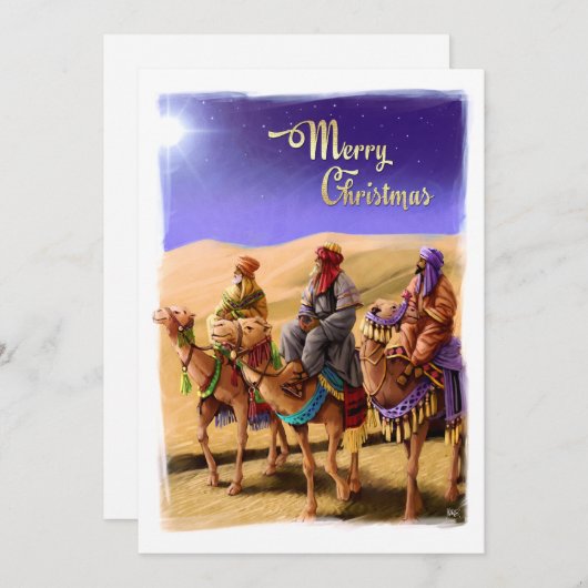 Cartes de Noël à trois hommes sages (Devant / Derrière)