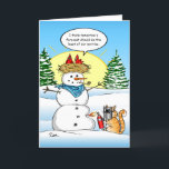 Cartes de Noël amusantes | Salutation de vacances<br><div class="desc">Vous aimez envoyer des cartes de Noël personnalisées à vos amis et votre famille ? Voici une drôle de carte de voeux pour les fêtes de chat avec une illustration unique de Raphaela Wilson. Le dessin original représente 2 oiseaux cardinaux rouges dans un nid au-dessus de Frosty la tête du...</div>