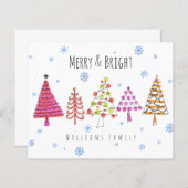 Cartes de Noël Arbres Modernes Budget Joyeux & Lum (Devant / Derrière)