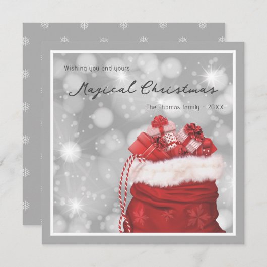 Cartes de Noël argentées et rouges (Devant / Derrière)