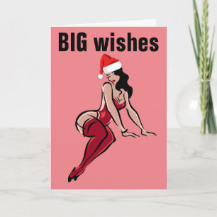 CARTES DE NOËL ART FILLE GROSSES FESSES