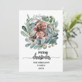 Cartes de Noël au thème de verdure botanique carré (Debout devant)