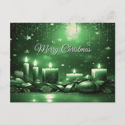 Cartes de Noël avec bougies vertes (Devant)