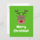 Cartes de Noël avec logo de renne mignon (Devant / Derrière)
