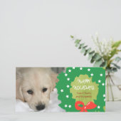 Cartes de Noël avec photo de chien Couronne Vert (Debout devant)