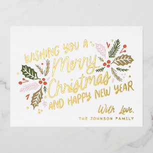Cartes de Noël avec typographie Vintage Holly Brig