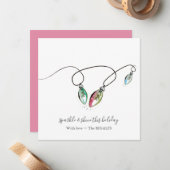 Cartes de Noël avec une chaîne de lumières moderne (Devant/Arrière en situation)