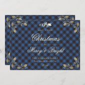 Cartes de Noël Bleu Vintage Buffalo (Devant / Derrière)