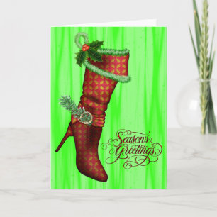 Cartes de Noël Chic Red Stocking