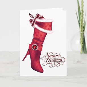 Cartes de Noël Chic Red Stocking