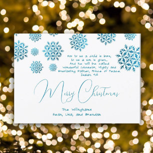 Cartes de Noël chrétiennes avec des flocons de nei