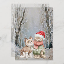 Cartes de Noël Couple Chat