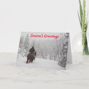 Cartes de Noël Cowboy in the Snow Ranch