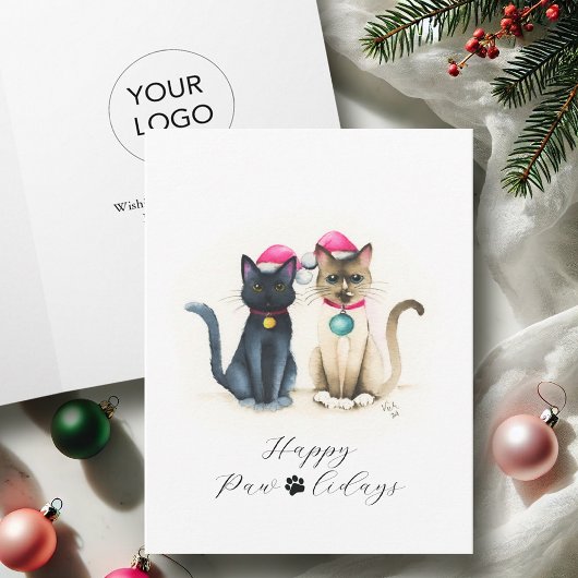 Cartes de Noël d'affaires avec Amoureux des chats