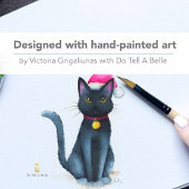 Cartes de Noël d'affaires avec logo Chat noir