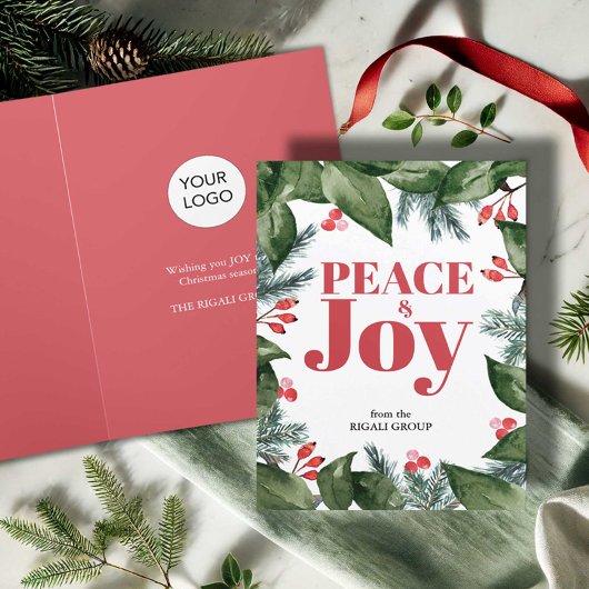 Cartes de Noël d'affaires Botaniques à l'aquarelle