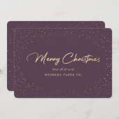 Cartes de Noël d'affaires en or pourpre personnali (Devant / Derrière)
