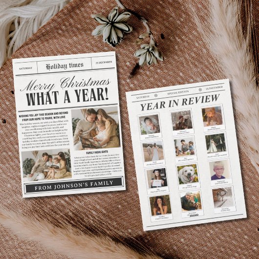 Cartes de Noël dans le journal amusant que par an