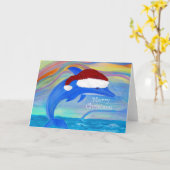 Cartes de Noël dauphin Santa (Fleur jaune)