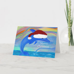 Cartes de Noël dauphin Santa