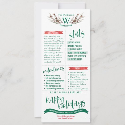 Cartes de Noël de Bilan de l'Année avec Photos (Devant)