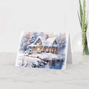 Cartes de Noël de cabane d'hiver Cottagecore Noël