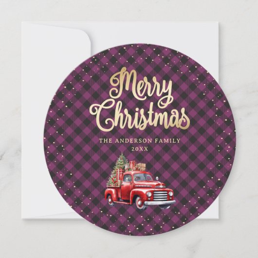 Cartes de Noël de Camion Rouge Plaid de Buffalo Vi (Devant)