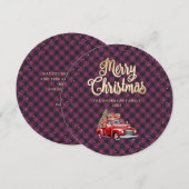 Cartes de Noël de Camion Rouge Plaid de Buffalo Vi (Devant / Derrière)