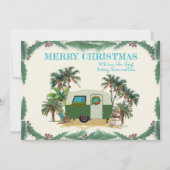 Cartes de Noël de camping-car tropical avec palmie (Devant)