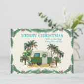 Cartes de Noël de camping-car tropical avec palmie (Debout devant)