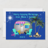 Cartes de Noël de camping tropical argentées pour (Devant)