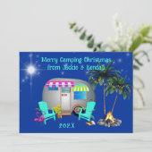 Cartes de Noël de camping tropical argentées pour (Debout devant)