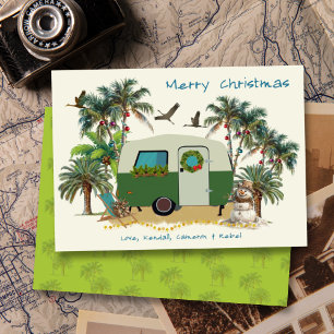 Cartes de Noël de caravane de camping tropical