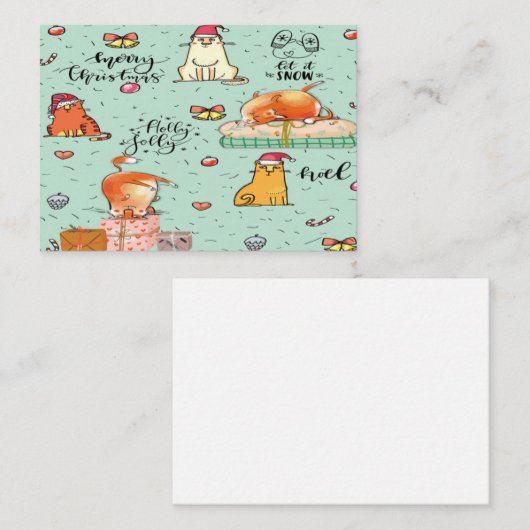 Cartes de Noël de chat drôle (Devant / Derrière)