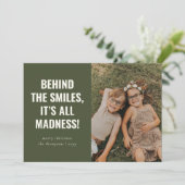 Cartes de Noël de famille amusantes | Vert olive m (Debout devant)