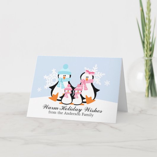 Cartes de Noël de famille de pingouin (Devant)
