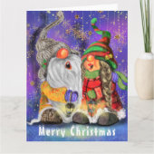 Cartes de Noël de Gnomes Heureux (Devant)